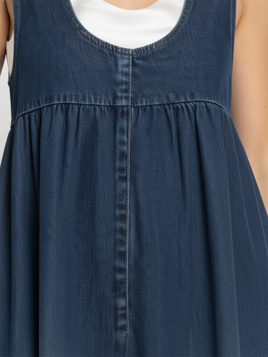 Karen | Vintage Washed Denim Long Dress