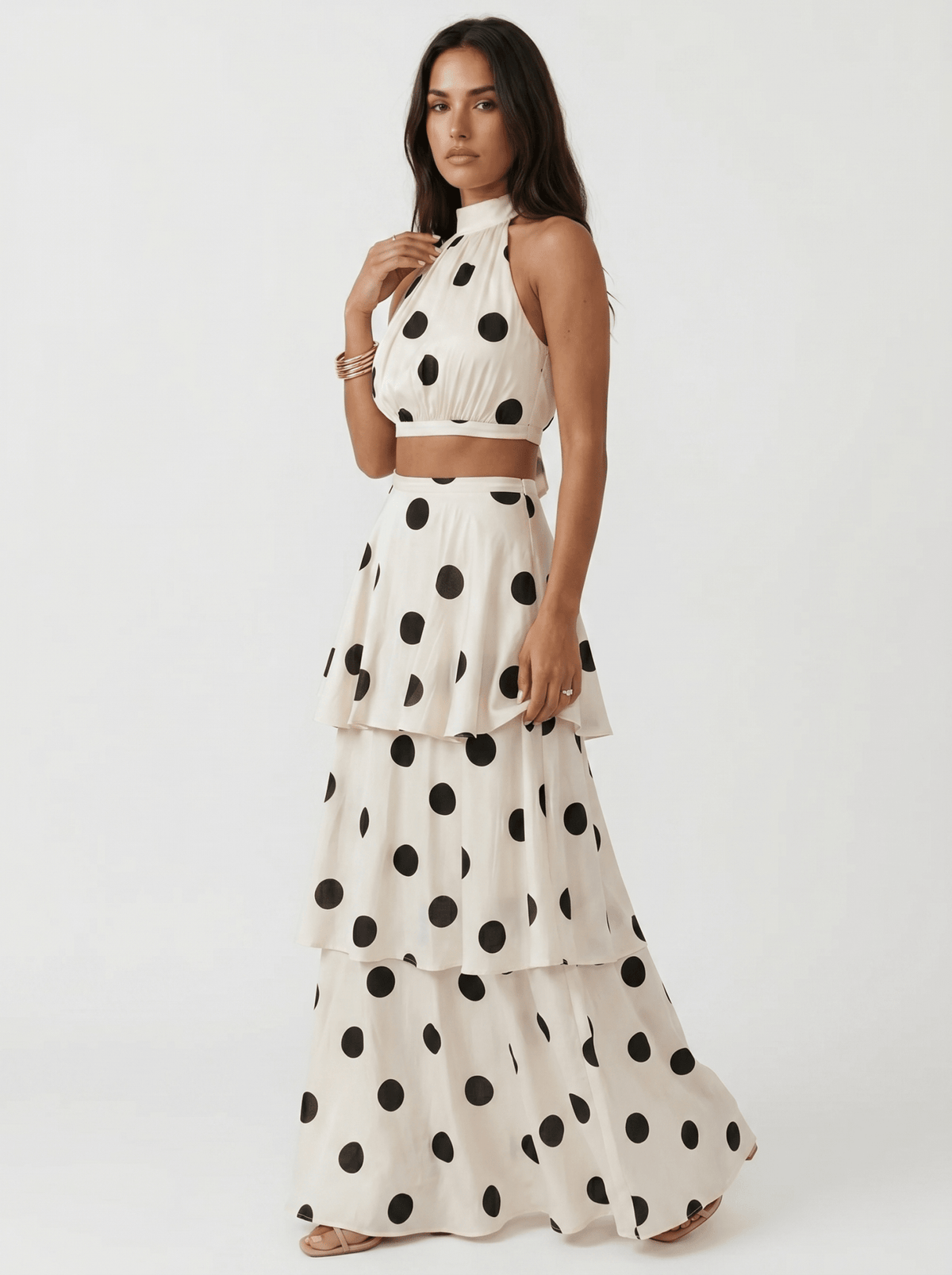 Alina™ | Polka Dot Top and Long Skirt Set