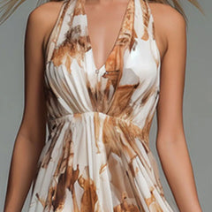 Printed Halter Neck Flowy Summer Dress