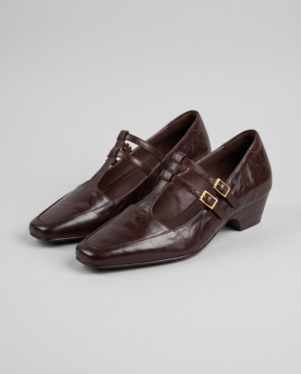 Ravenna Décolleté — T-Strap with Buckles and Low Heel