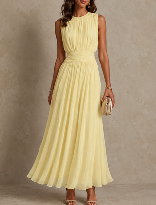 Roxanne | Ruched Waist Sleeveless Maxi Dress
