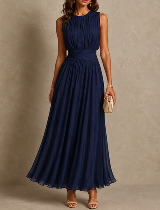 Roxanne | Ruched Waist Sleeveless Maxi Dress