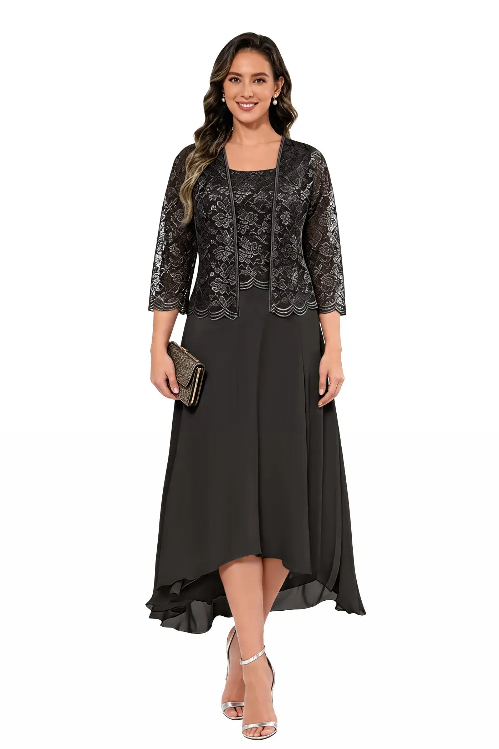 Elegant Midi Wedding Guest Dress with Jacket
