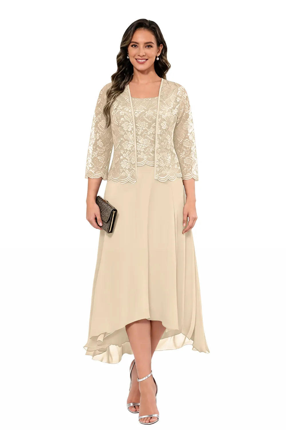 Elegant Midi Wedding Guest Dress with Jacket