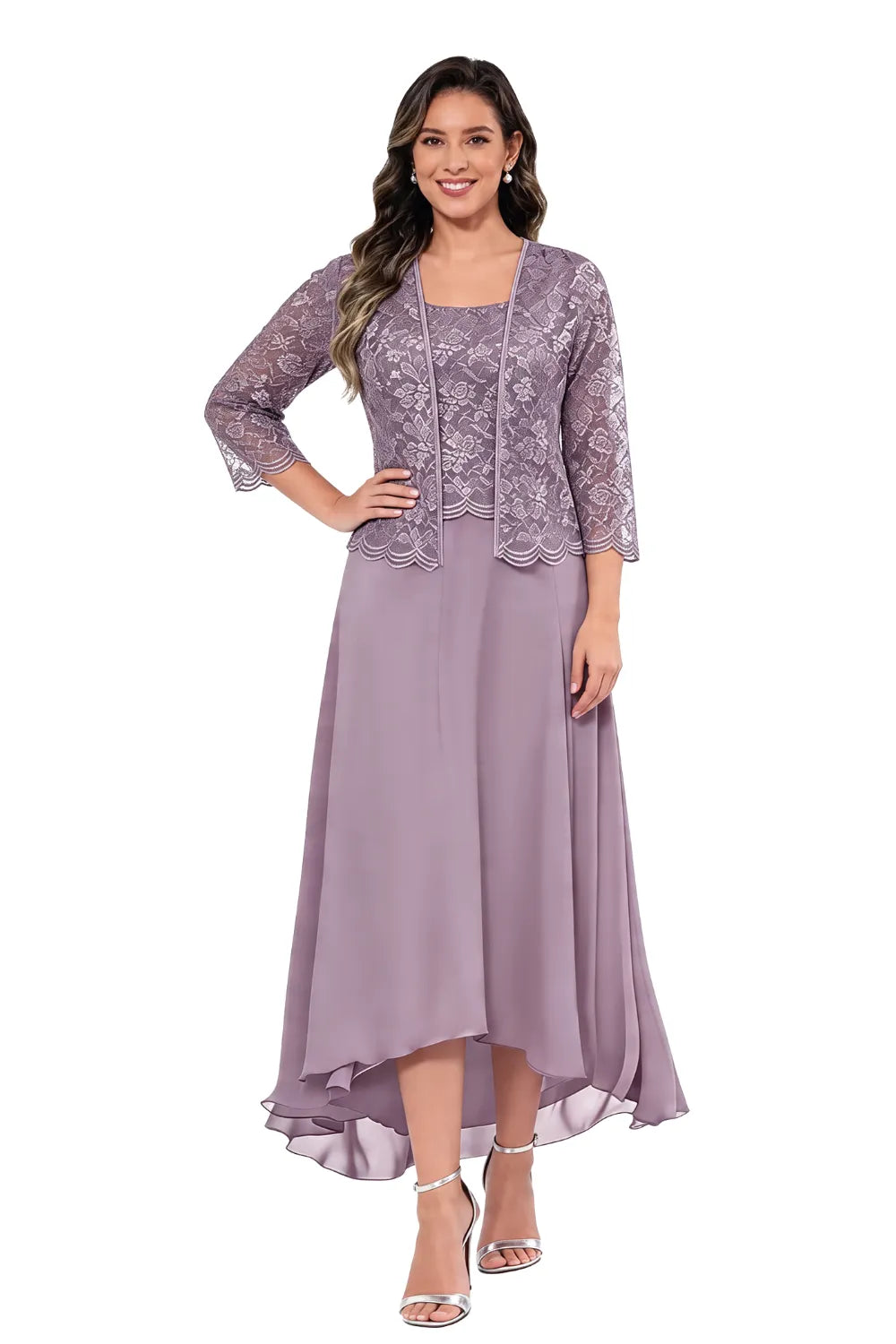 Elegant Midi Wedding Guest Dress with Jacket