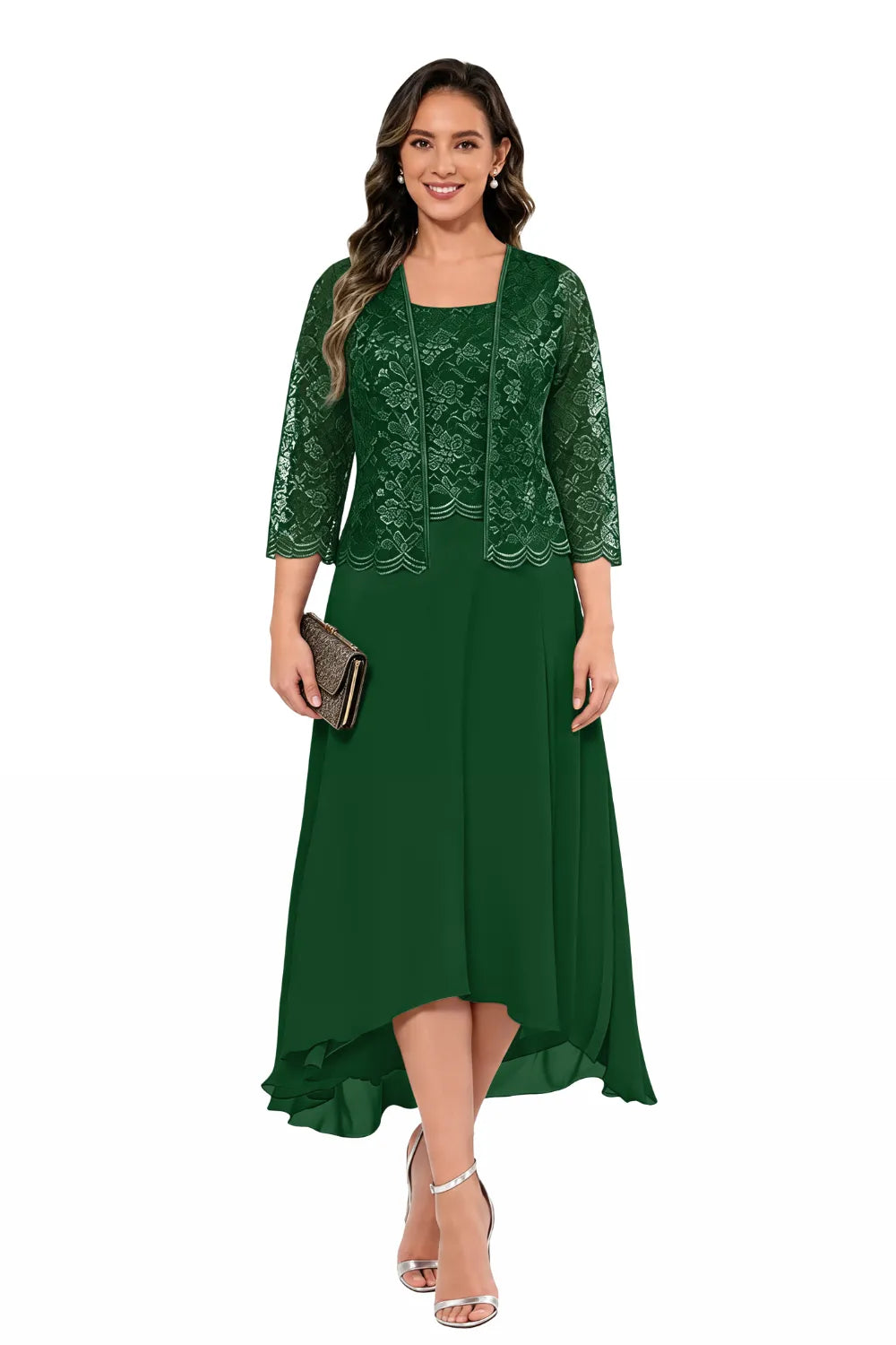 Elegant Midi Wedding Guest Dress with Jacket