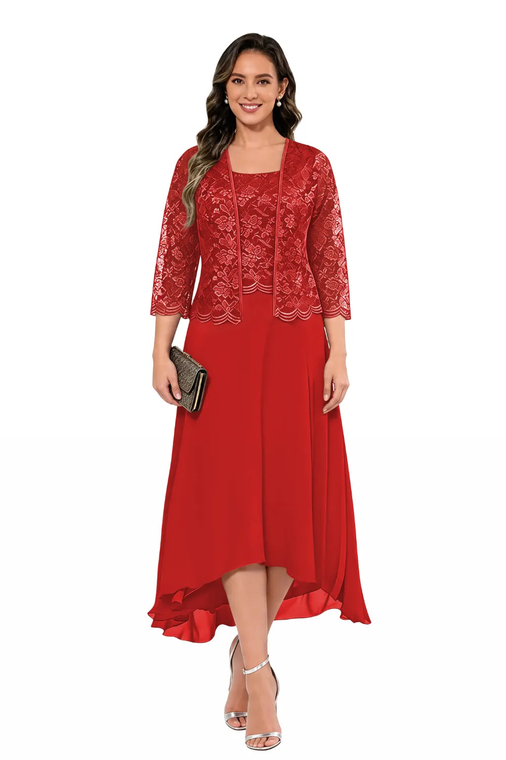 Elegant Midi Wedding Guest Dress with Jacket
