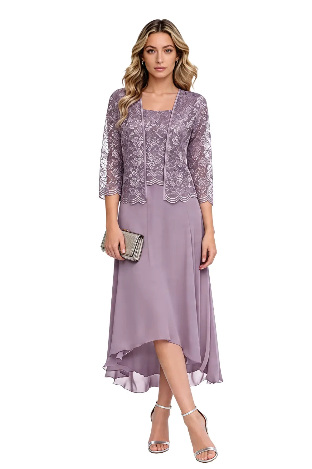 Elegant Midi Wedding Guest Dress with Jacket