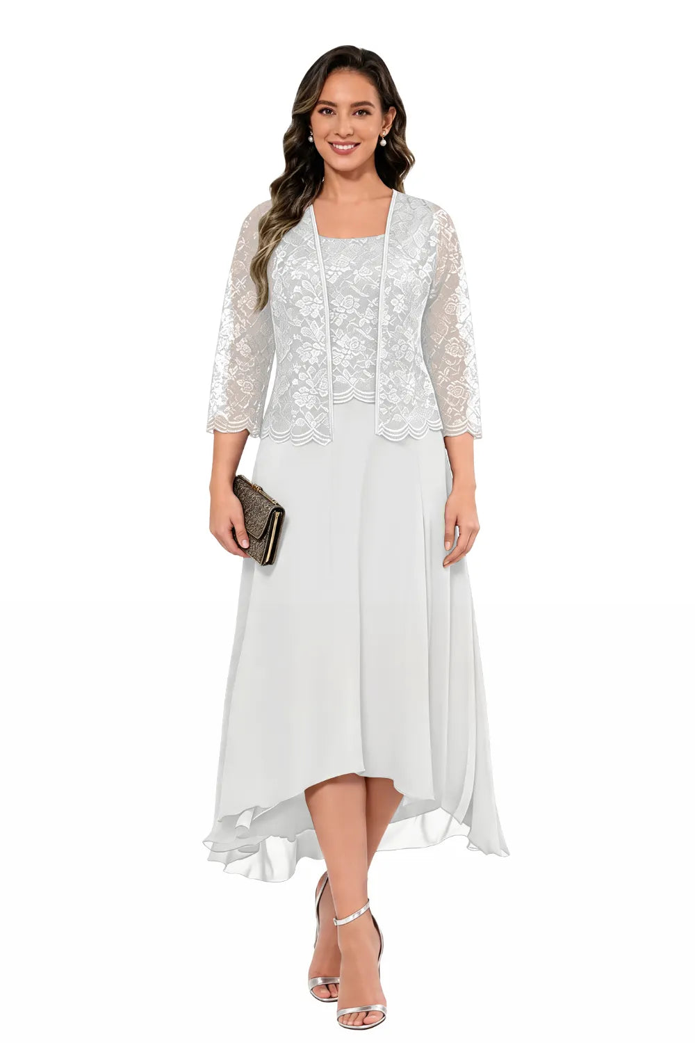 Elegant Midi Wedding Guest Dress with Jacket