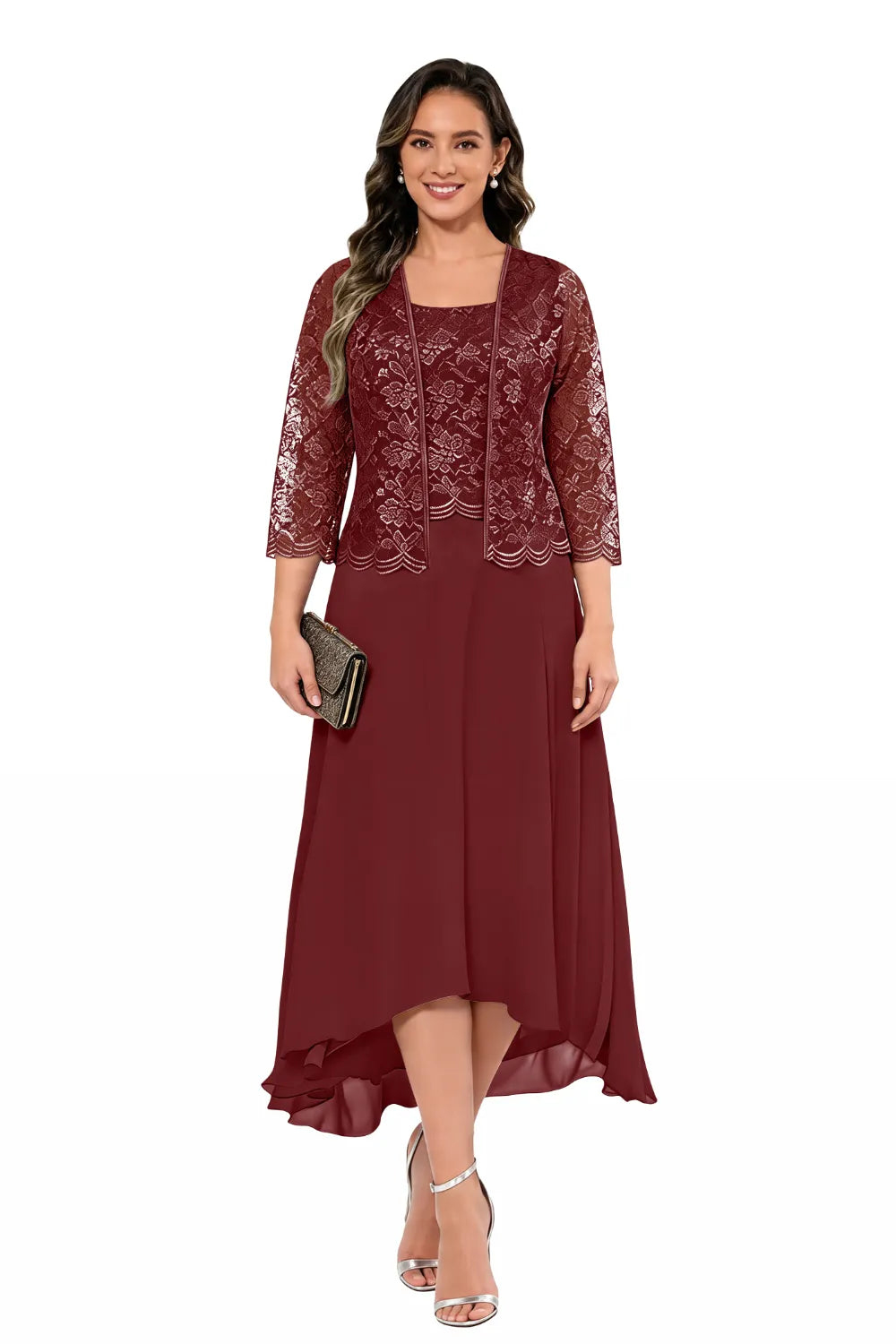 Elegant Midi Wedding Guest Dress with Jacket