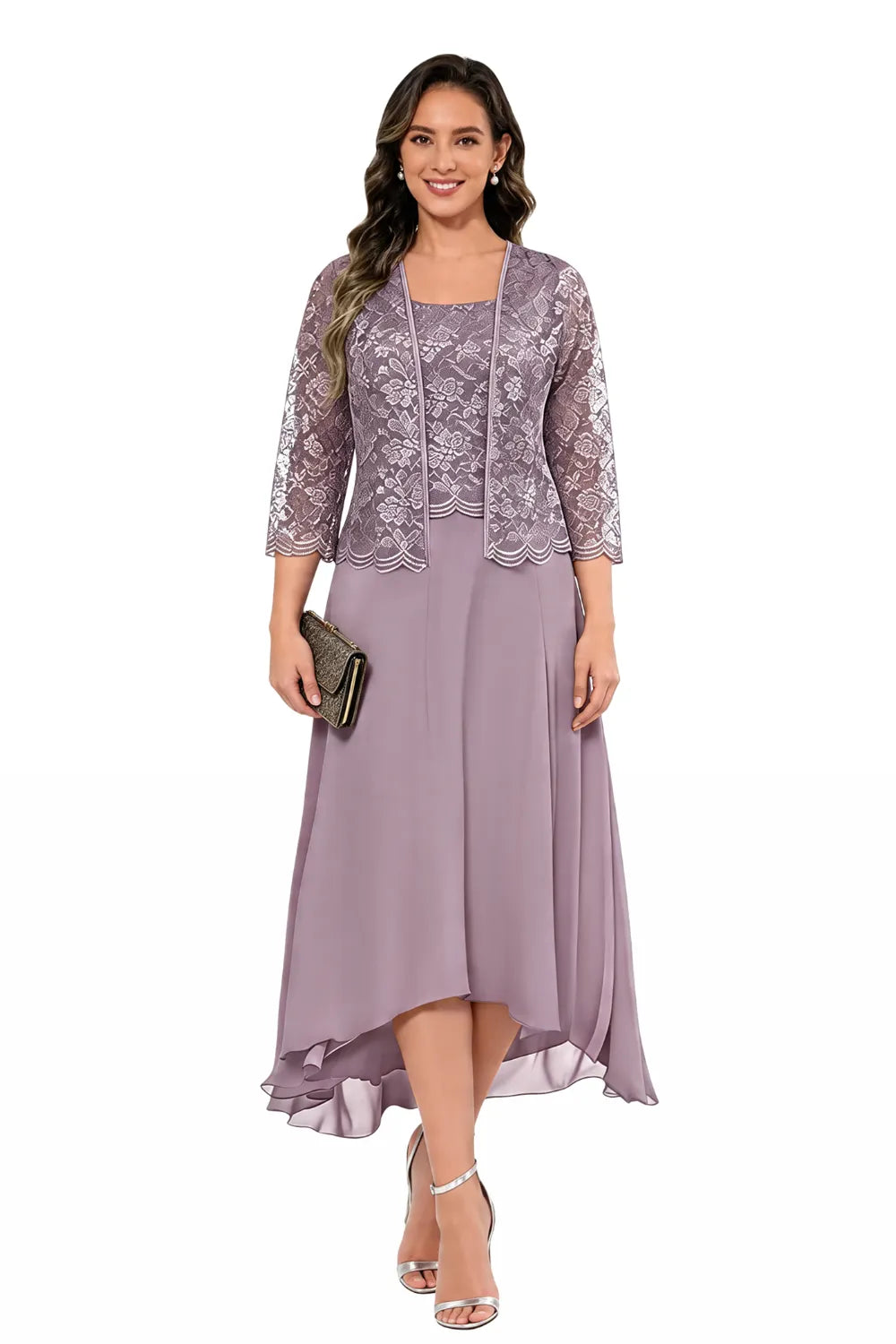 Elegant Midi Wedding Guest Dress with Jacket