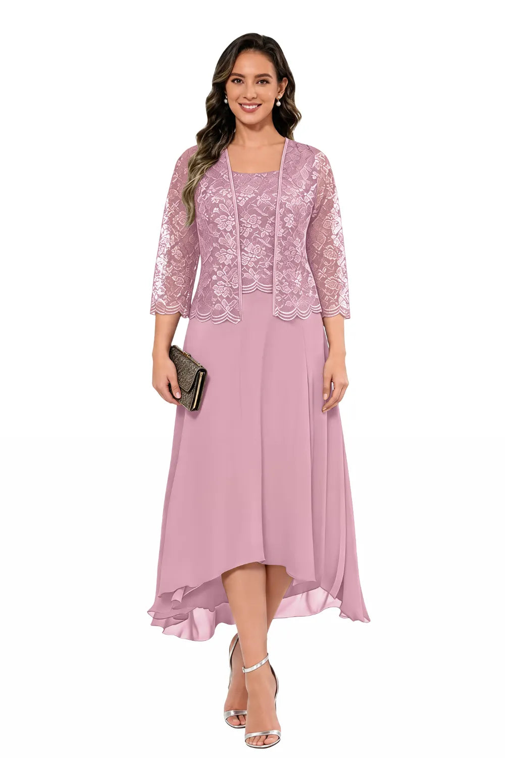 Elegant Midi Wedding Guest Dress with Jacket