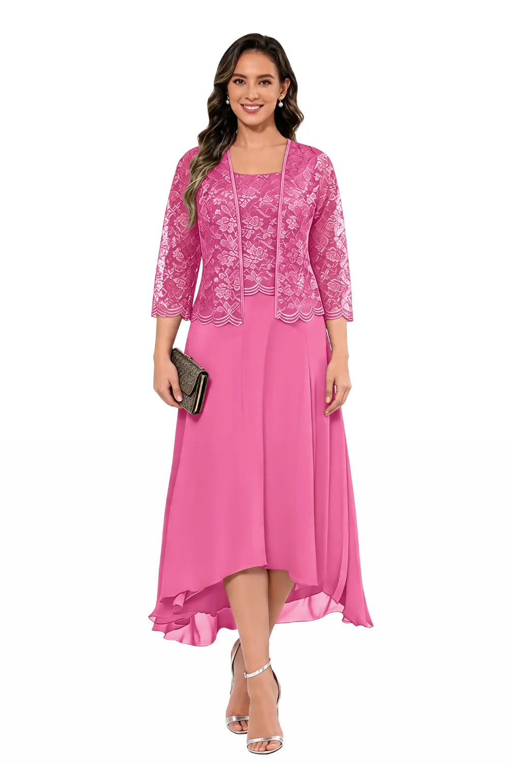 Elegant Midi Wedding Guest Dress with Jacket