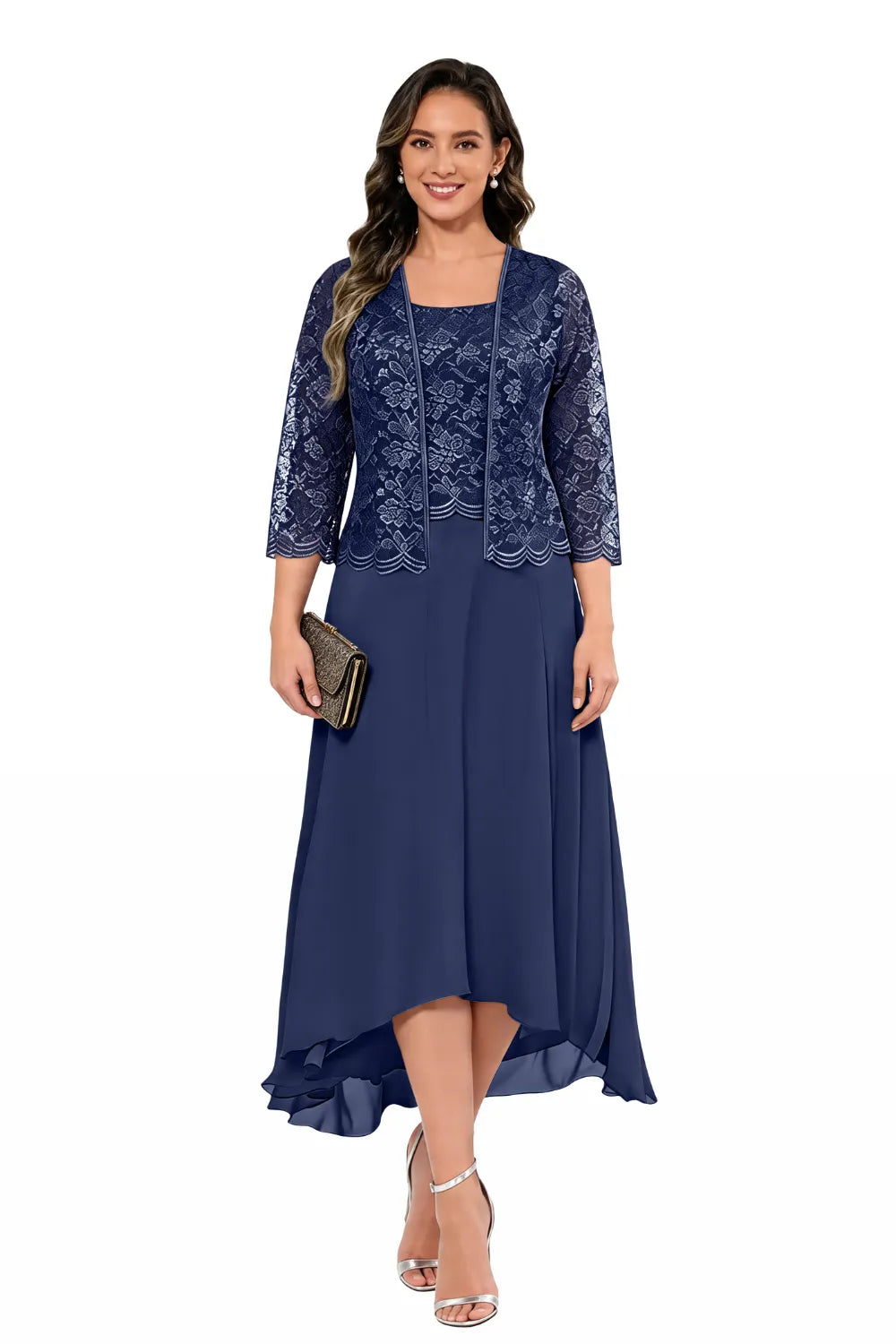 Elegant Midi Wedding Guest Dress with Jacket