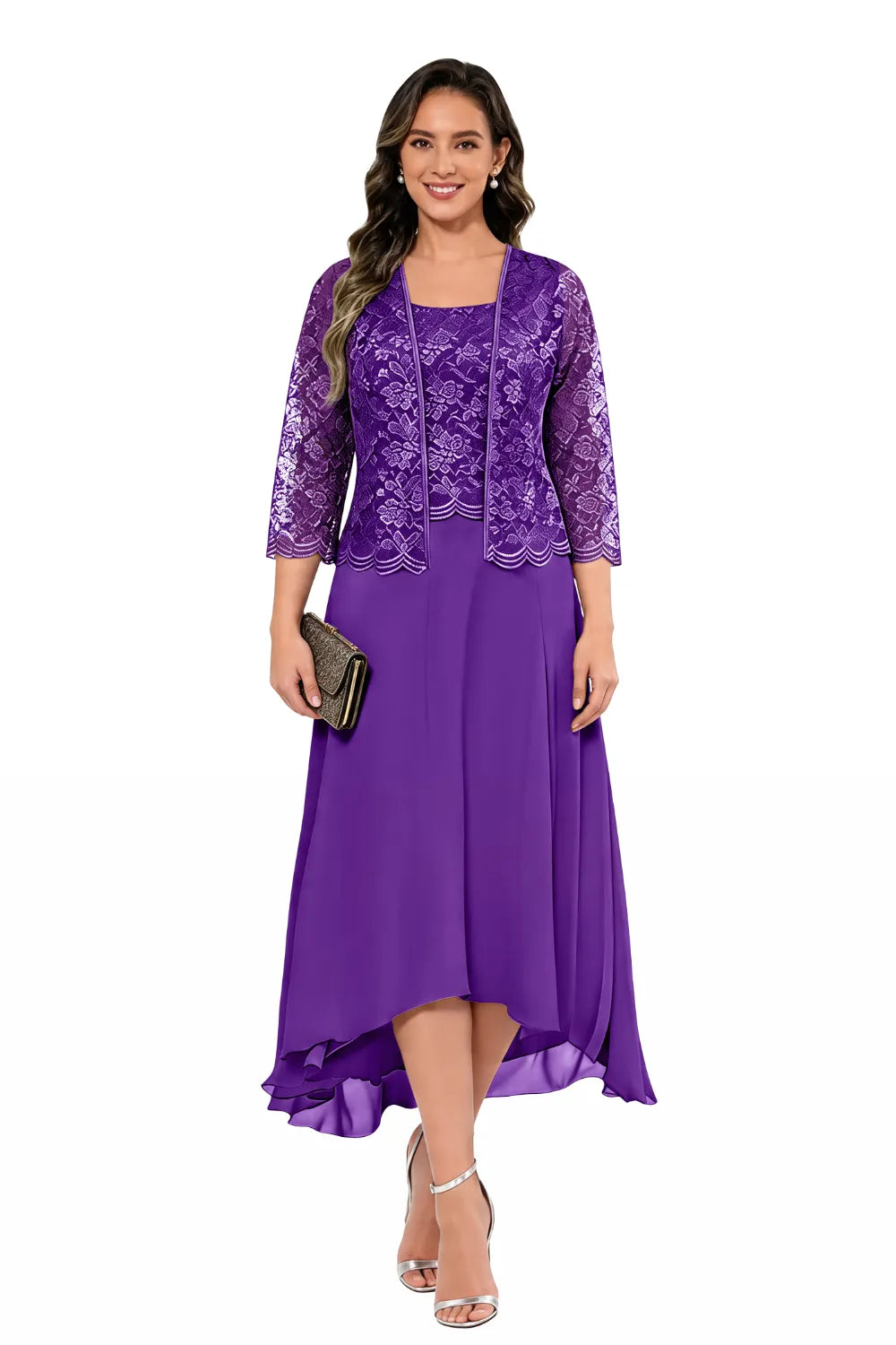 Elegant Midi Wedding Guest Dress with Jacket