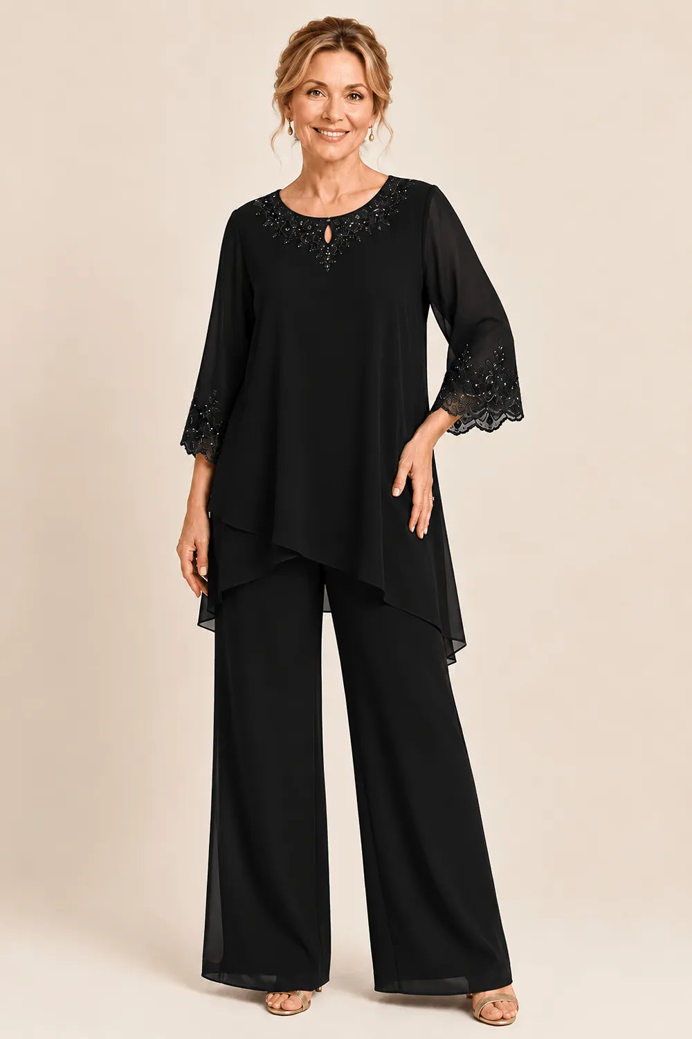 Graceful Embroidered Two Piece Formal Trouser Set