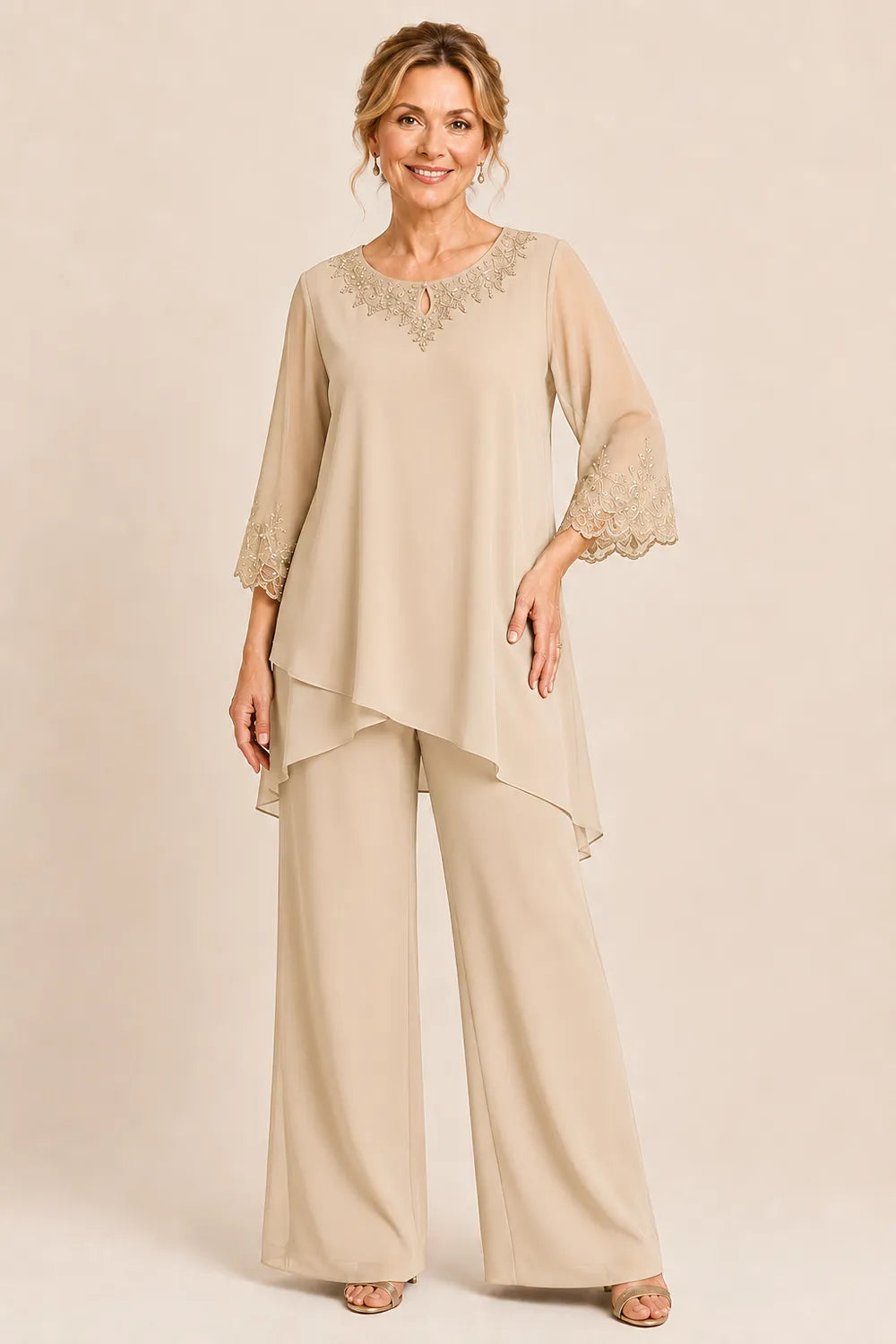 Graceful Embroidered Two Piece Formal Trouser Set