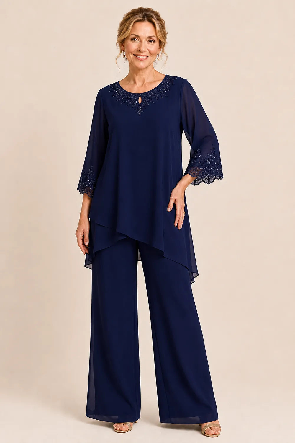 Graceful Embroidered Two Piece Formal Trouser Set