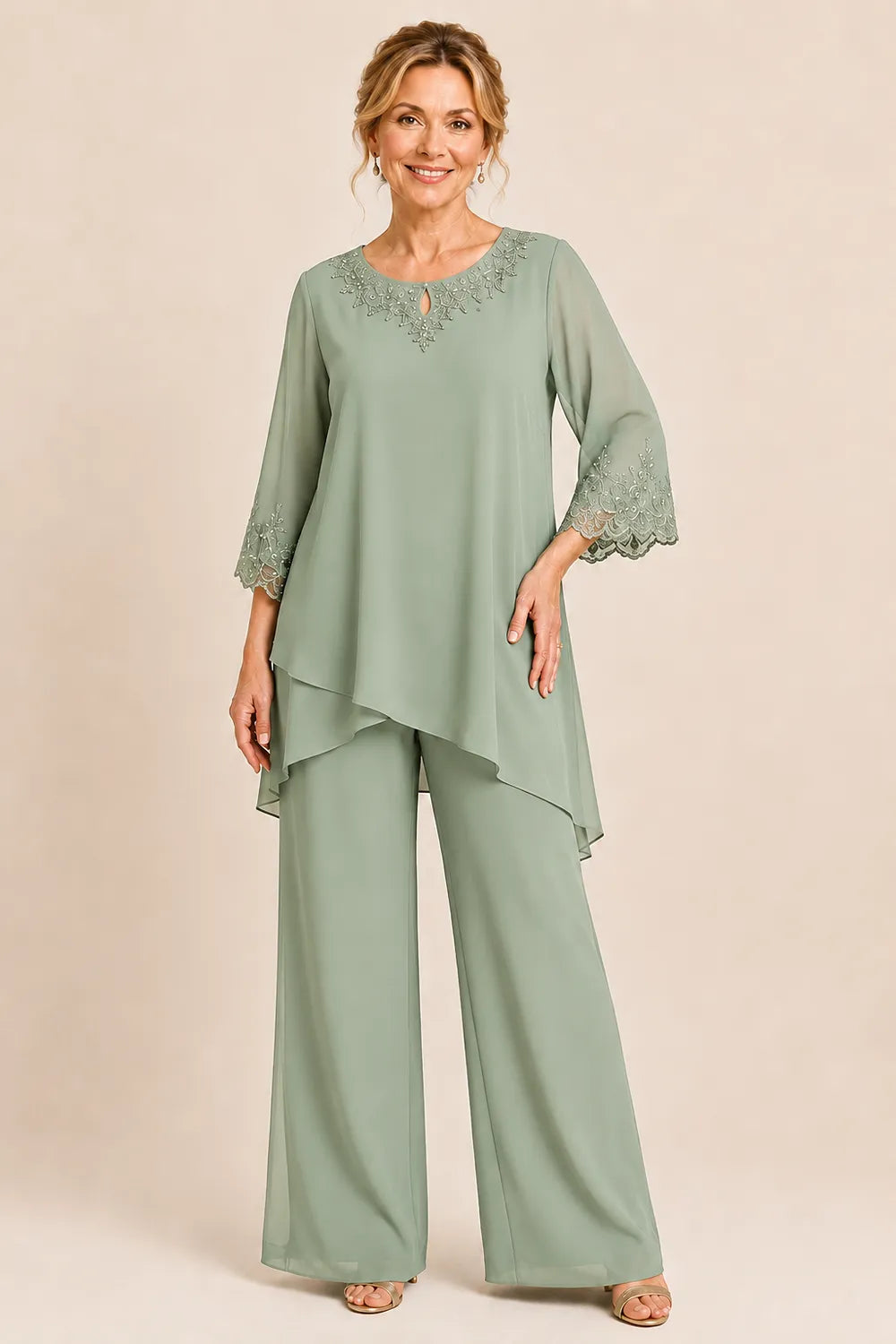 Graceful Embroidered Two Piece Formal Trouser Set
