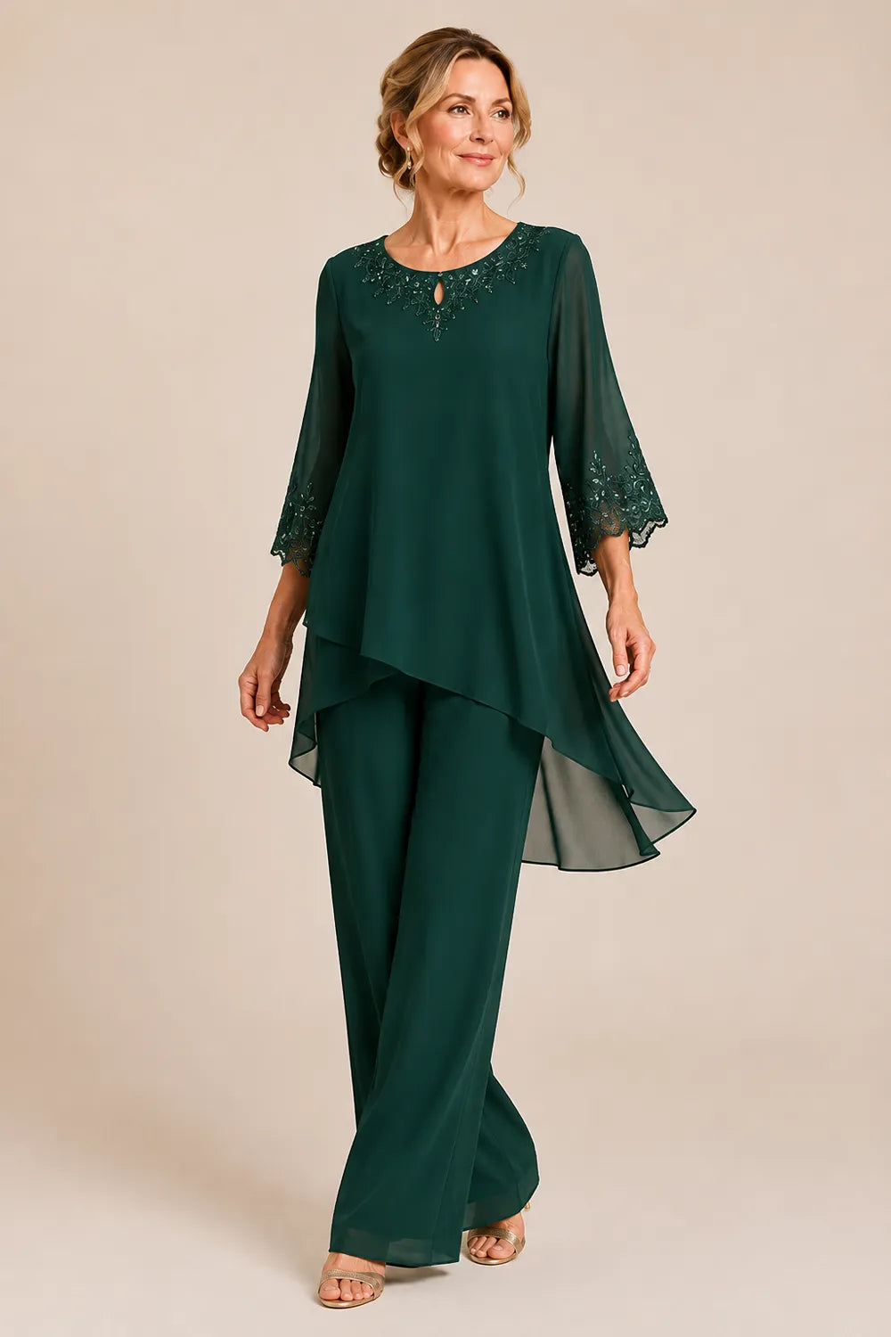 Graceful Embroidered Two Piece Formal Trouser Set