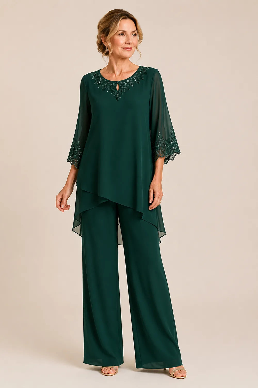 Graceful Embroidered Two Piece Formal Trouser Set