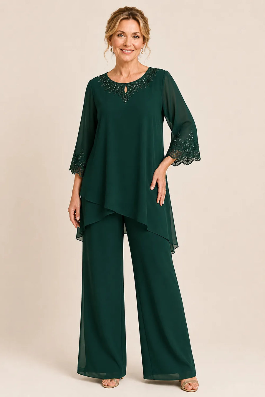 Graceful Embroidered Two Piece Formal Trouser Set