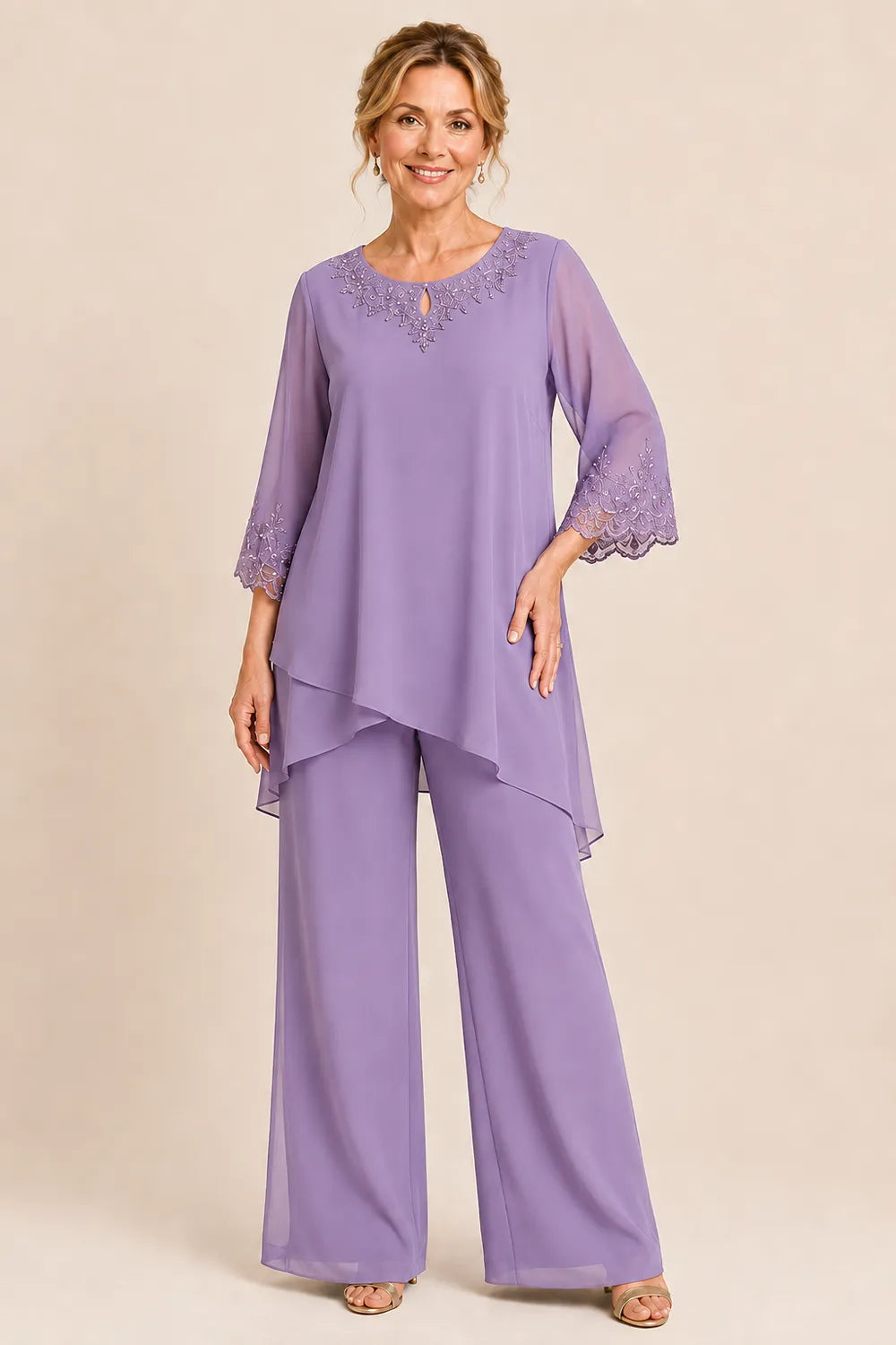 Graceful Embroidered Two Piece Formal Trouser Set