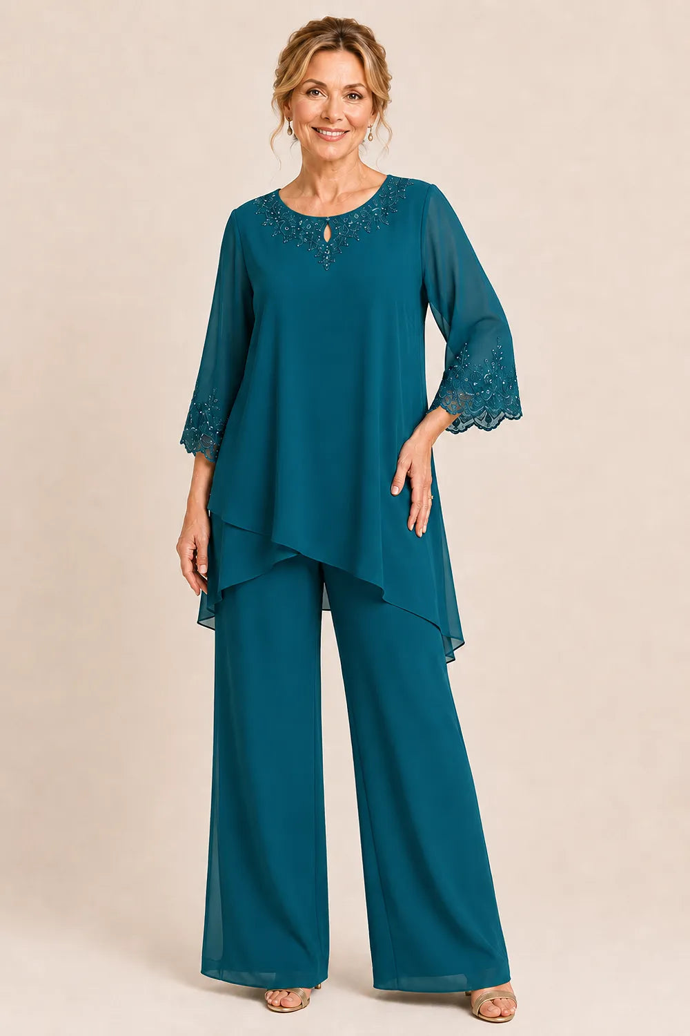 Graceful Embroidered Two Piece Formal Trouser Set