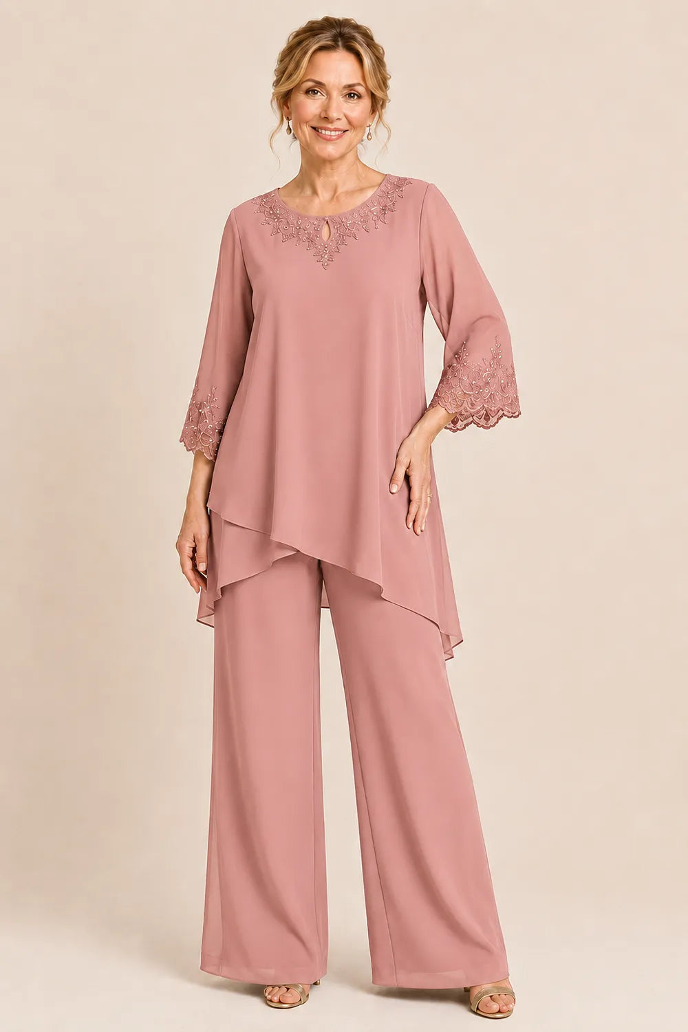 Graceful Embroidered Two Piece Formal Trouser Set