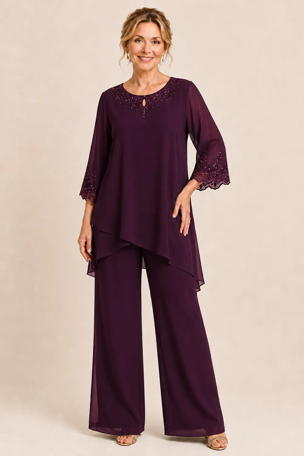 Graceful Embroidered Two Piece Formal Trouser Set