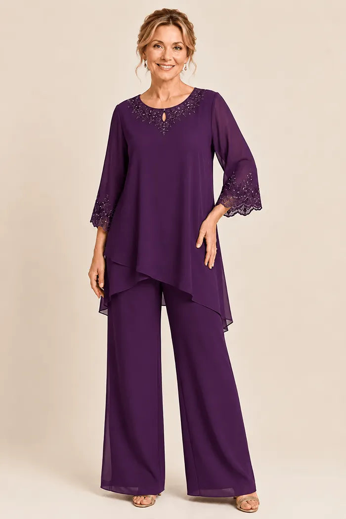 Graceful Embroidered Two Piece Formal Trouser Set