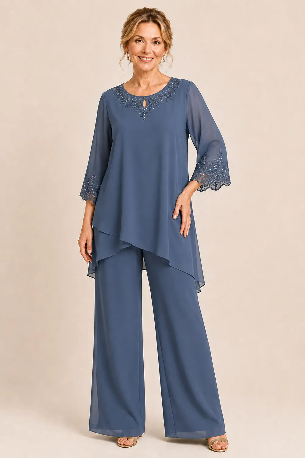 Graceful Embroidered Two Piece Formal Trouser Set