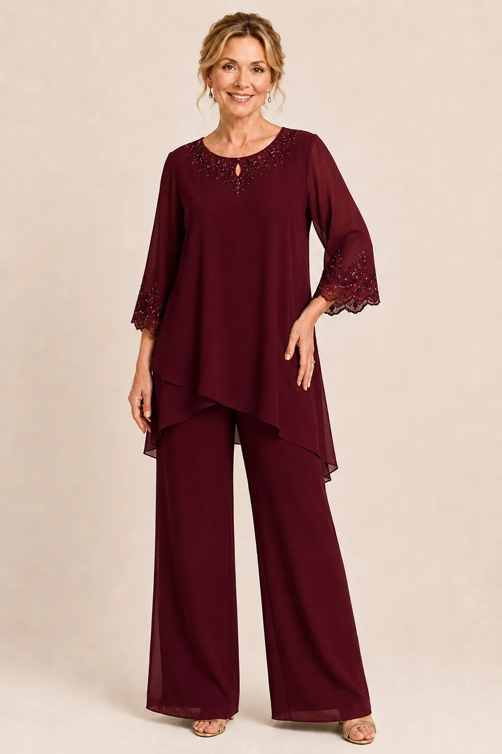 Graceful Embroidered Two Piece Formal Trouser Set