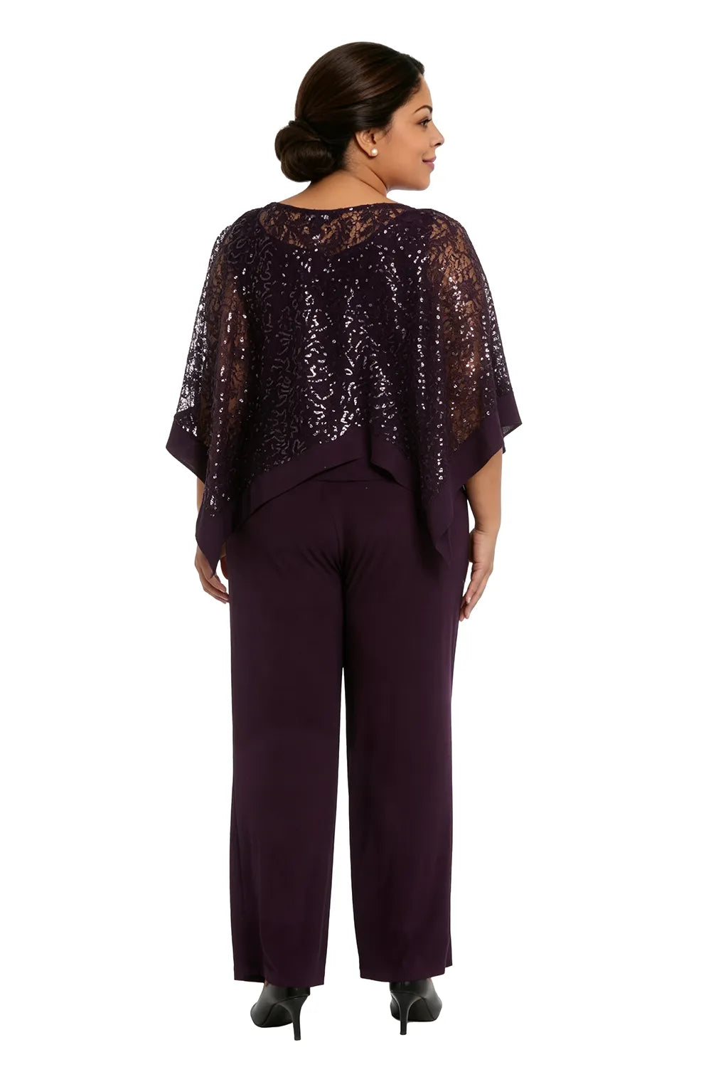 Plus Size Sequin Cape Mother of the Bride Trouser Suit