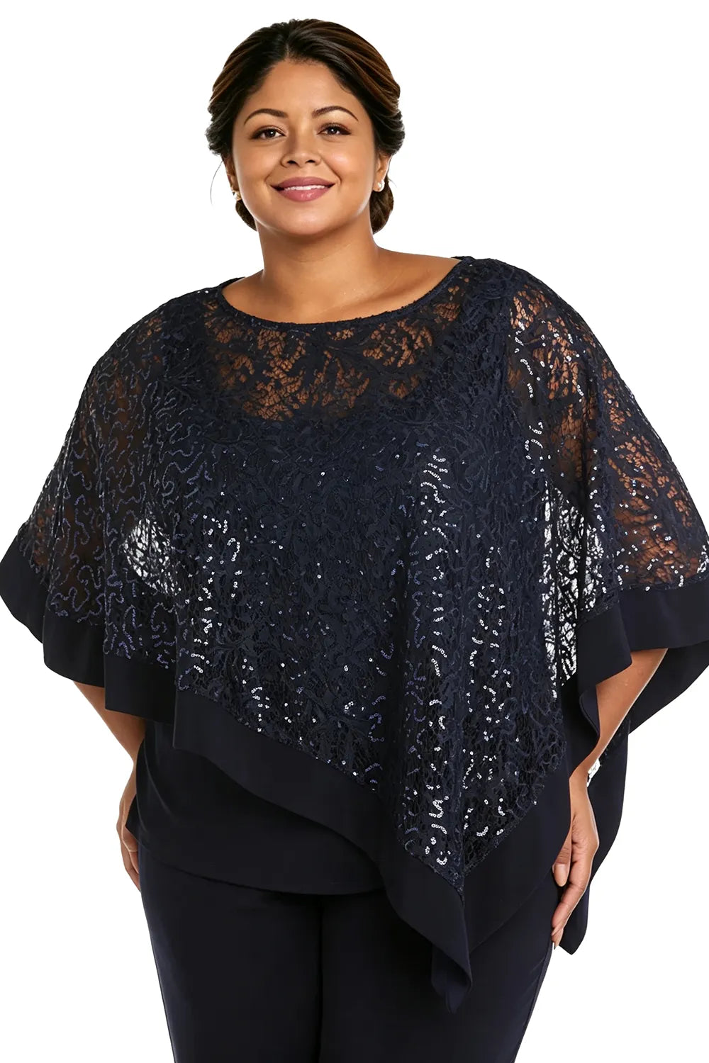 Plus Size Sequin Cape Mother of the Bride Trouser Suit
