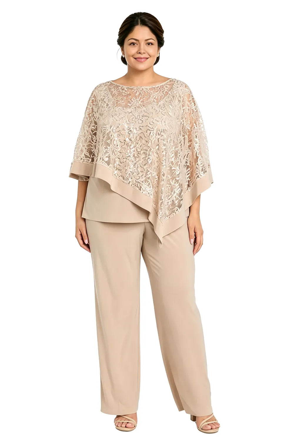 Plus Size Sequin Cape Mother of the Bride Trouser Suit