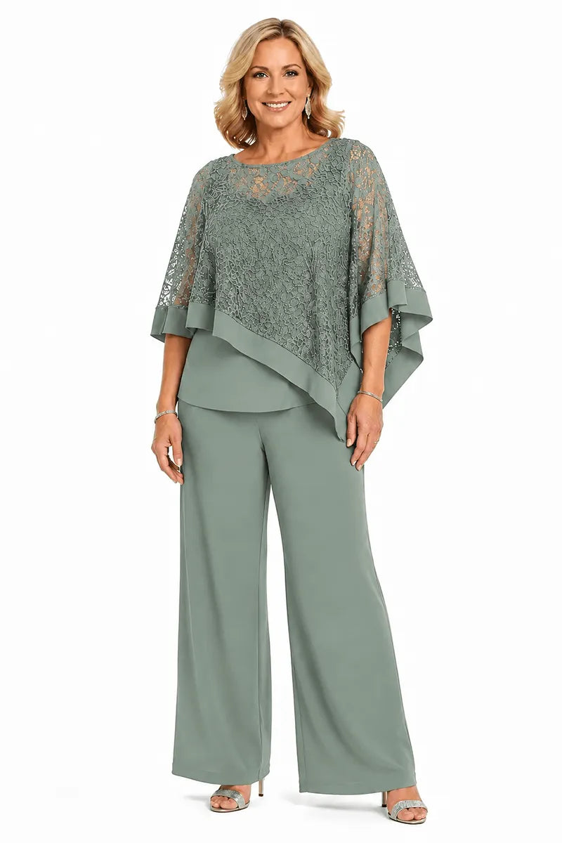 Plus Size Sequin Cape Mother of the Bride Trouser Suit