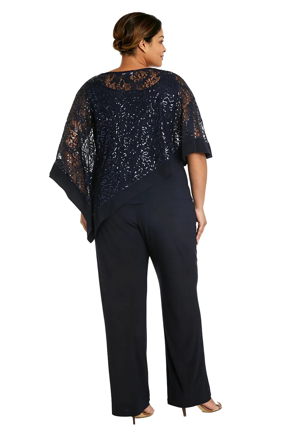 Plus Size Sequin Cape Mother of the Bride Trouser Suit