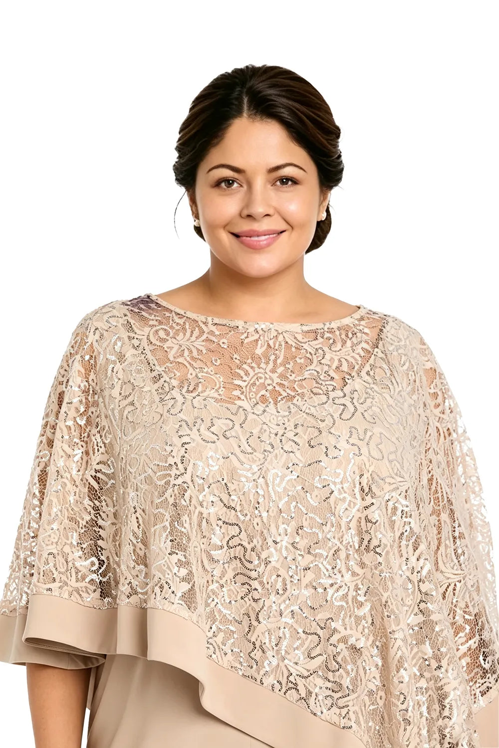 Plus Size Sequin Cape Mother of the Bride Trouser Suit
