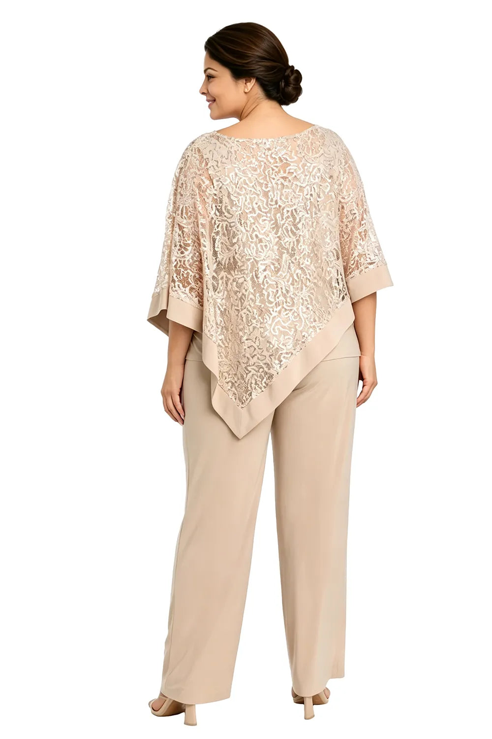 Plus Size Sequin Cape Mother of the Bride Trouser Suit