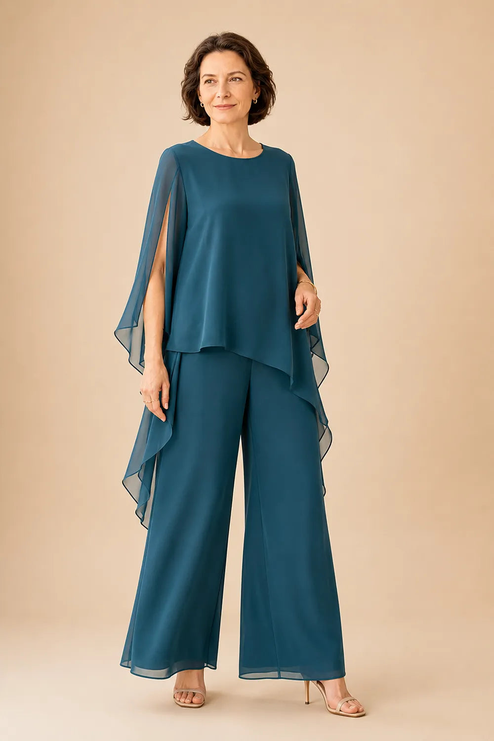 Flowing Overlay Mother of the Bride Trouser Set