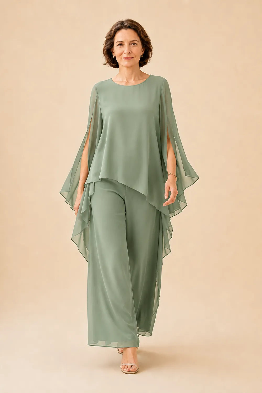 Flowing Overlay Mother of the Bride Trouser Set