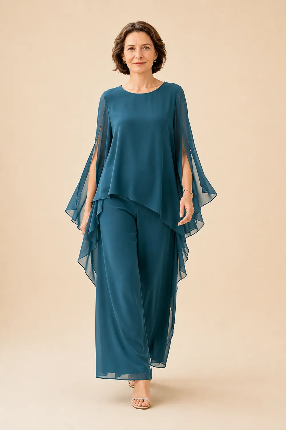 Flowing Overlay Mother of the Bride Trouser Set
