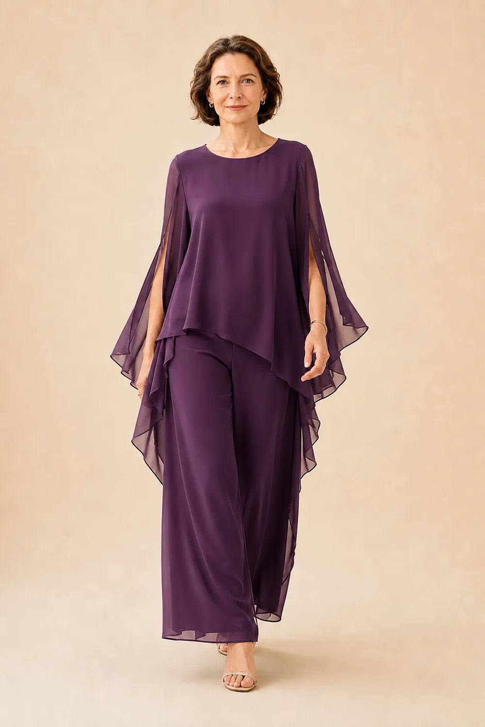 Flowing Overlay Mother of the Bride Trouser Set
