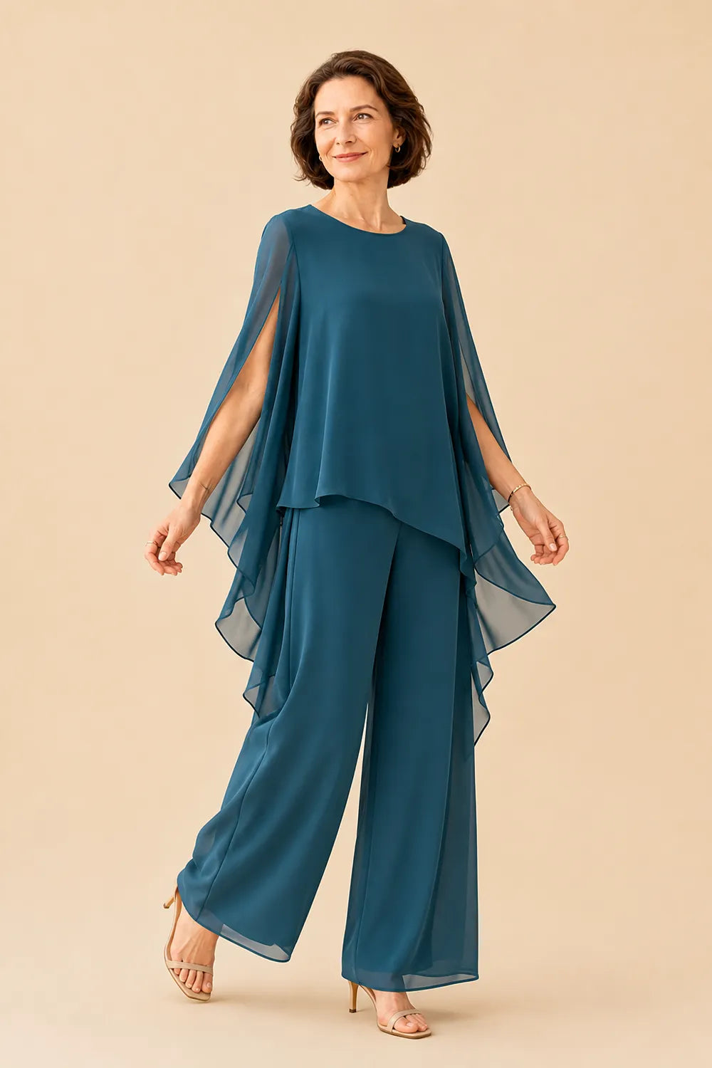 Flowing Overlay Mother of the Bride Trouser Set
