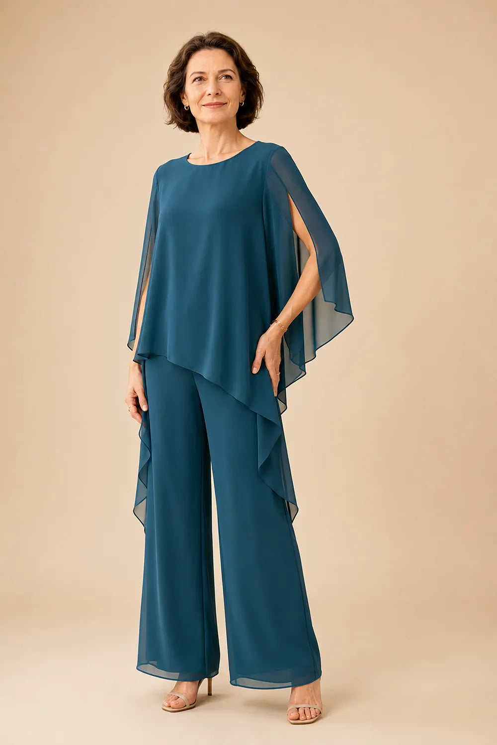 Flowing Overlay Mother of the Bride Trouser Set