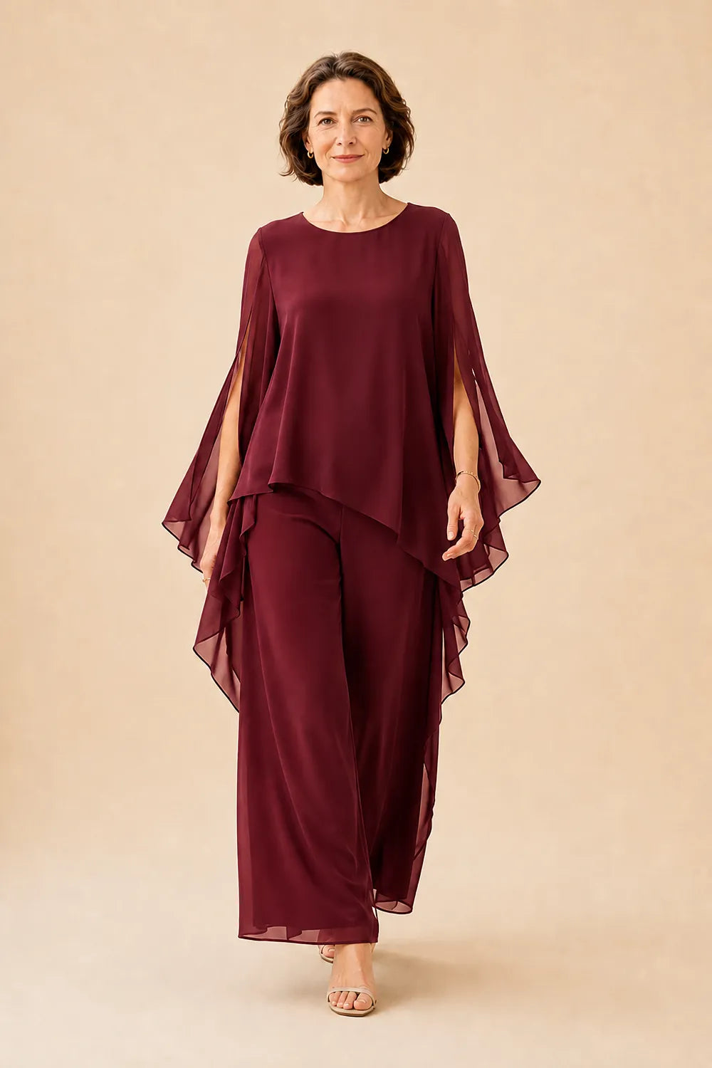 Flowing Overlay Mother of the Bride Trouser Set