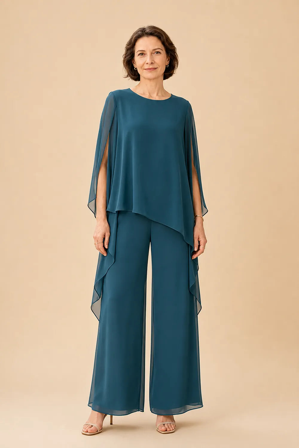 Flowing Overlay Mother of the Bride Trouser Set