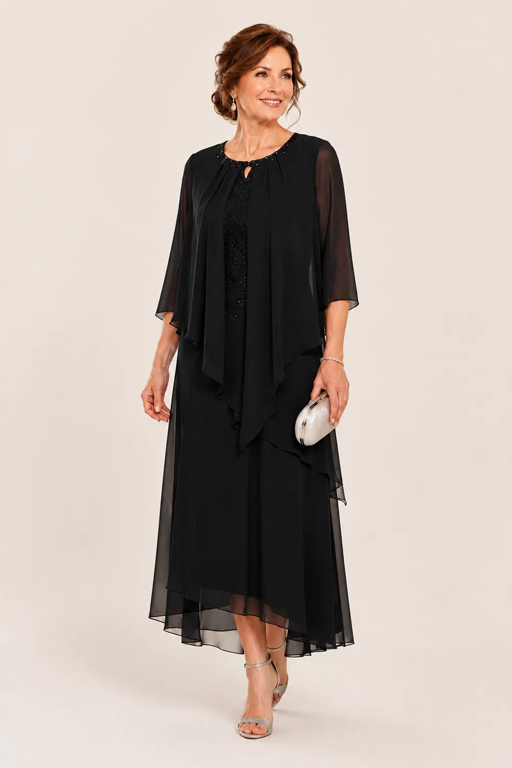 Genevieve Draped Overlay Midi Dress