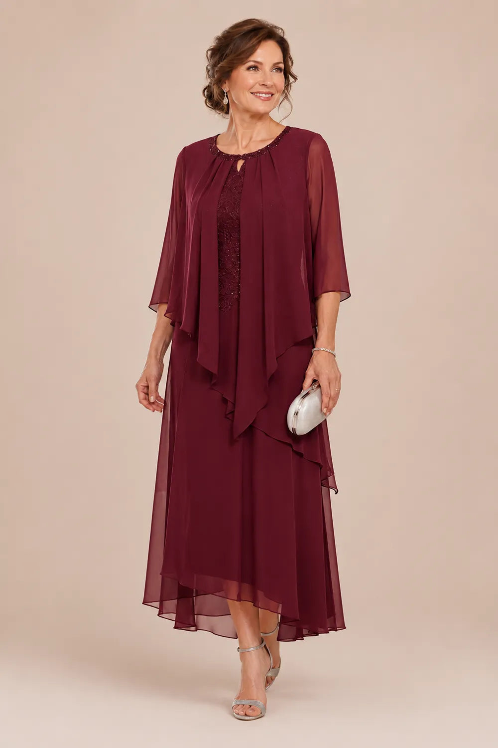 Genevieve Draped Overlay Midi Dress